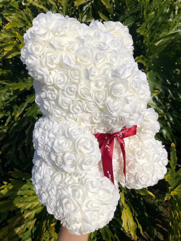 Large rose bear white