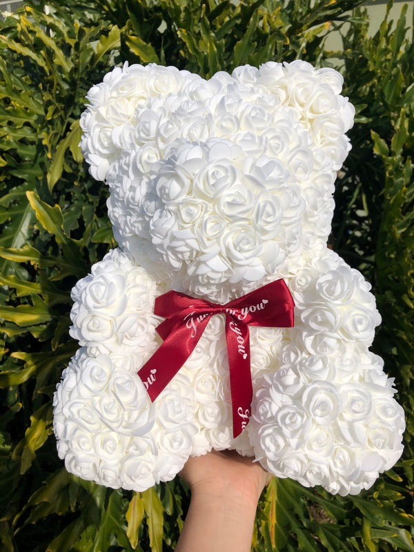 Large rose bear white