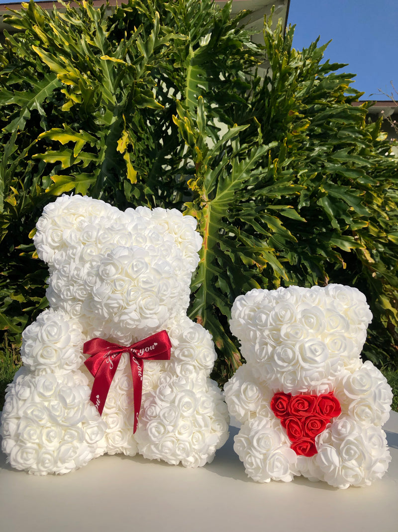 Large rose bear white